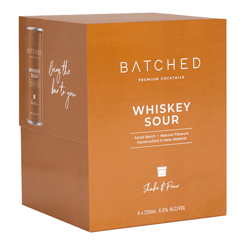 Batched Whisky Sour 4 pack cans 6% ABV Hand Crafted in New Zealand 4x230ml   6