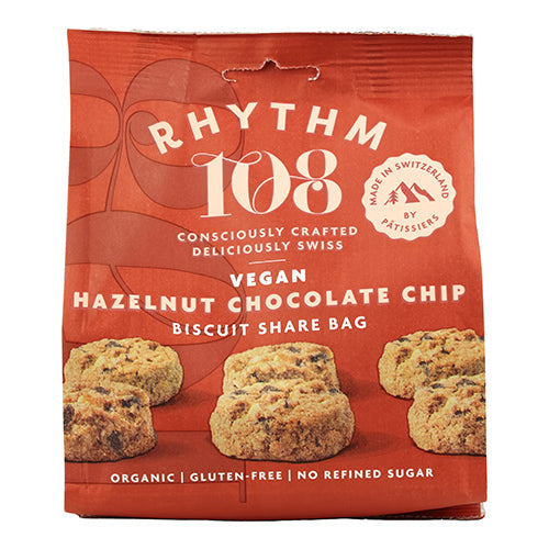 Rhythm 108 Swiss Vegan Hazelnut Chocolate Chip Share Bag 135g  8