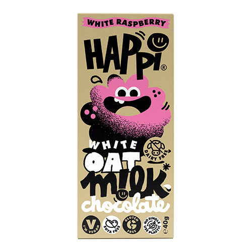 HAPPi Oat M!lk White Raspberry Chocolate Bar 40g   12