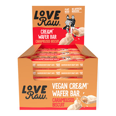 LoveRaw Vegan Cre&M Filled Wafer Bars - Caramelised Biscuit 45g   12