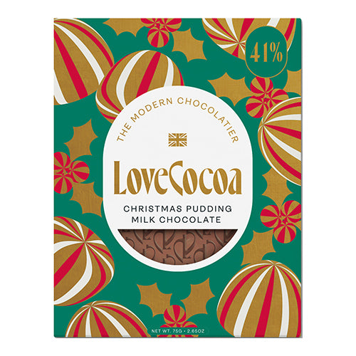 Love Cocoa Milk Christmas Pudding Bar 75g   12