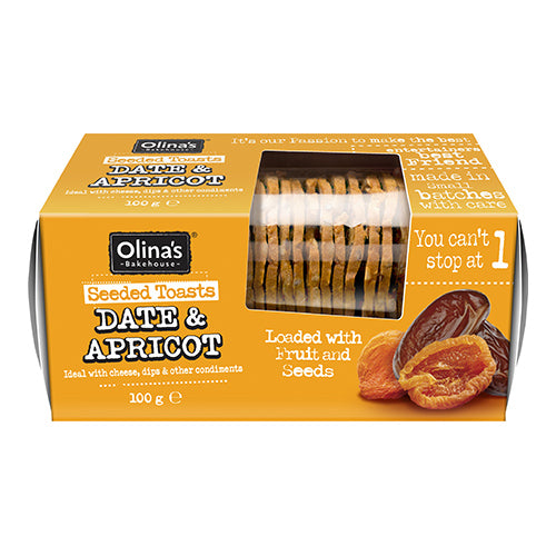 Olina's Bakehouse Seeded Toasts Date & Apricot 100g   12