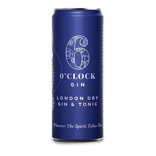 6 O'clock Gin London Dry Gin & Tonic Can 250ml   12