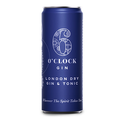 6 O'clock Gin London Dry Gin & Tonic Can 250ml   12