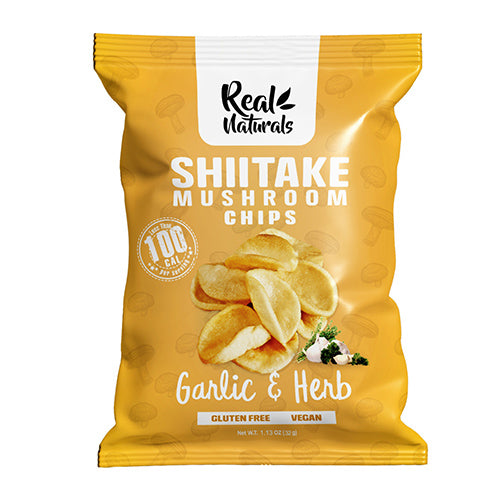 Real Naturals Shiitake Mushroom Chips Garlic & Herb 32g   12