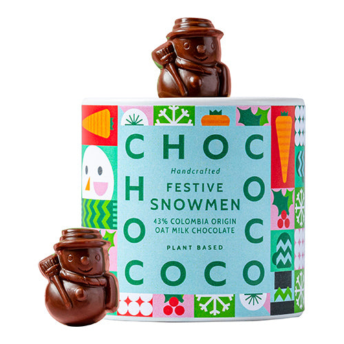 Chococo 43% Colombia Oat M!lk Chocolate Mini Snowmen Tube 100g   12
