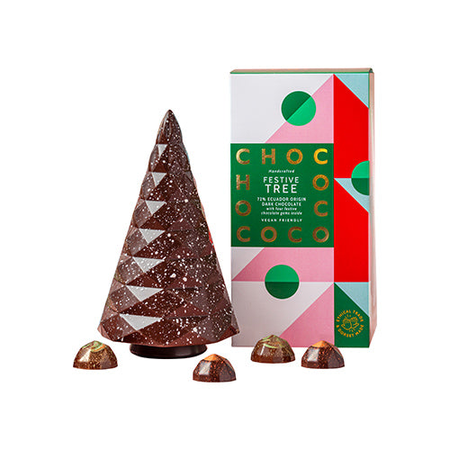 Chococo 72% Ecuador Dark Chocolate Christmas Tree with Gems 200g   6