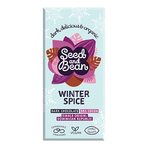 ORGANIC SEED AND BEAN DARK 58%  WINTER SPICE ORGANIC BAR 75g   10