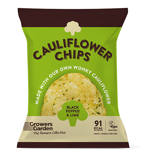 Growers Garden Cauliflower Crisps with Black Pepper & Lime 84g   12