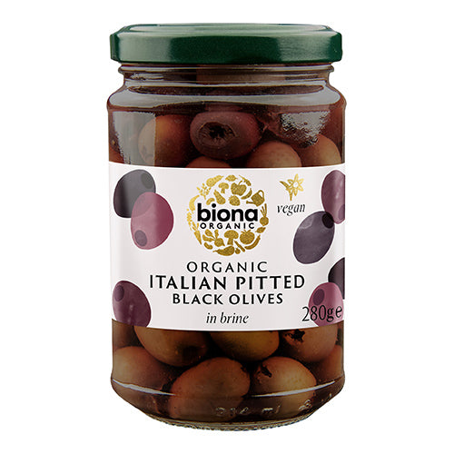 Biona Organic Pitted Black Olives in Brine 280g   5