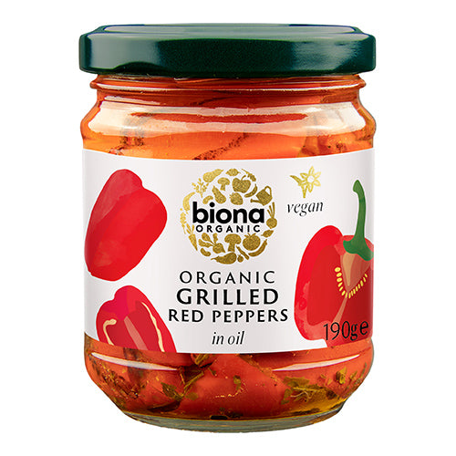 Biona Organic Grilled Red Peppers in Oil 190g   5