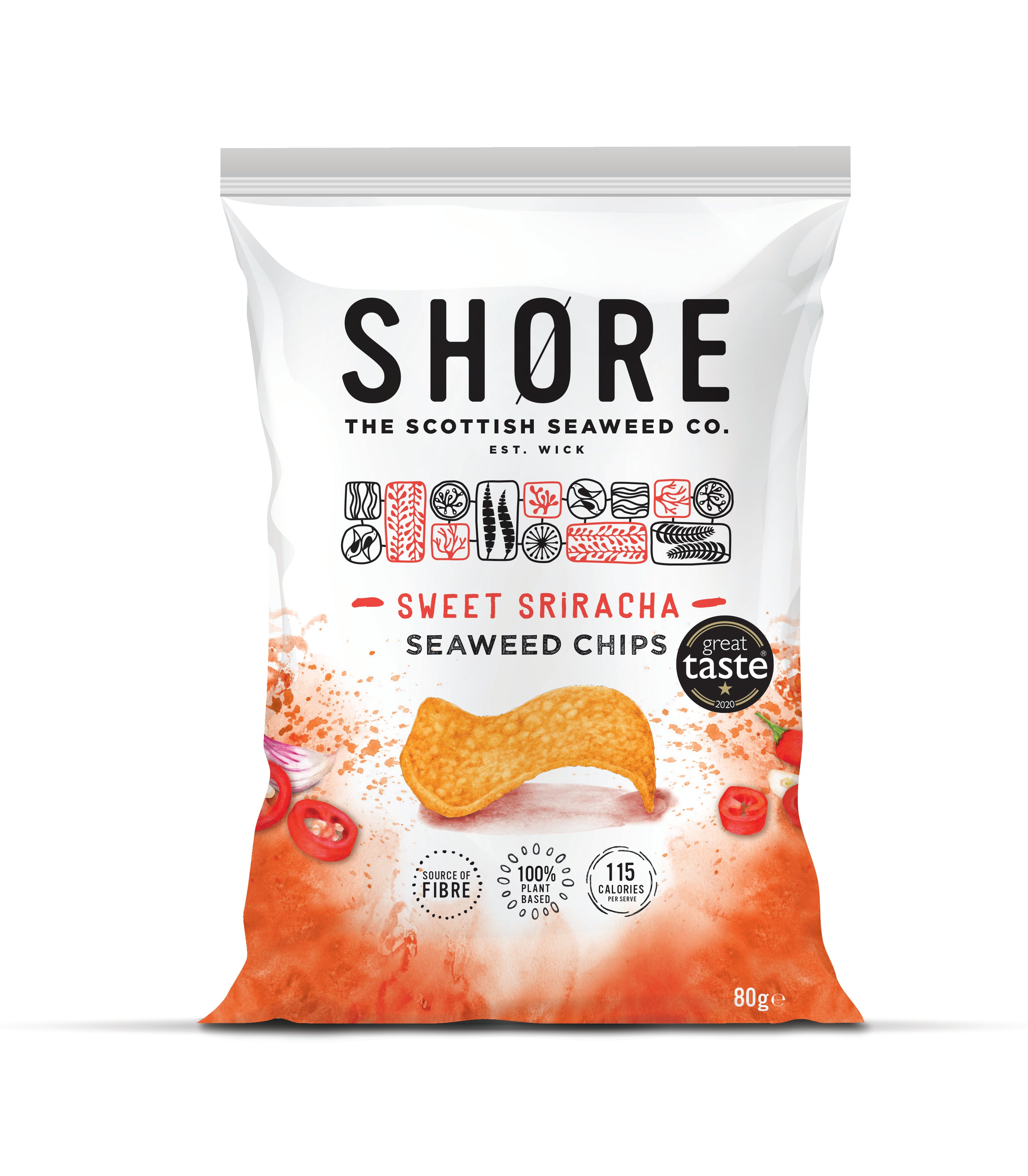 Shore Seaweed Chips - Sweet Sirarcha 80g   12