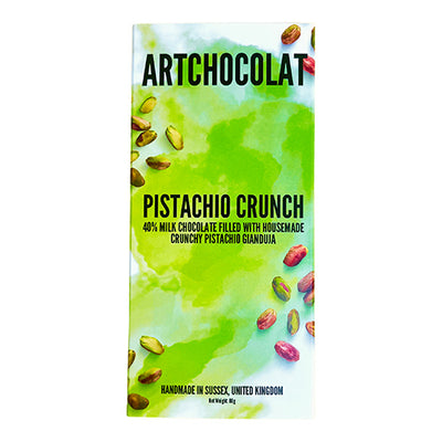 ArtChocolat Milk Chocolate Pistachio Crunch Bar 80g   10