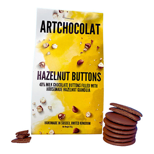 ArtChocolat Filled Milk Chocolate Hazelnut Buttons 125g   10