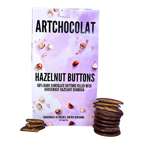 ArtChocolat Filled Dark Chocolate Hazelnut Buttons 125   10