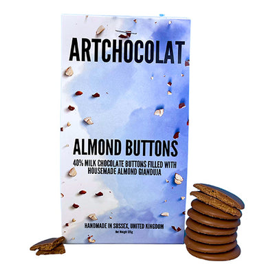 ArtChocolat Filled Milk Chocolate Almond Buttons 125g   10