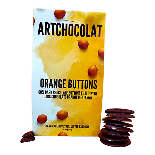 ArtChocolat Filled Dark Chocolate Orange Buttons 125g   10