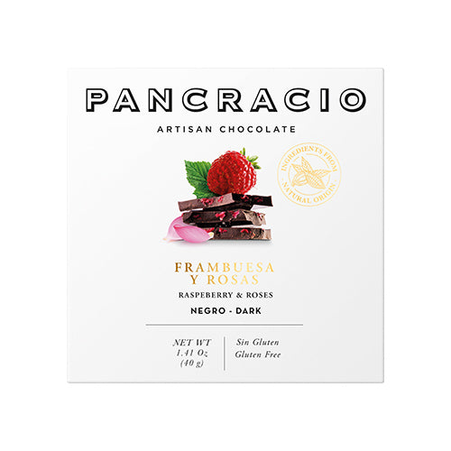 Pancracio Dark Chocolate Bar With Raspberry and Roses 40g   20