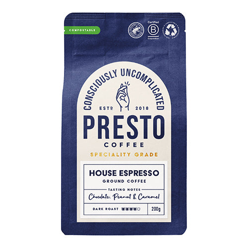 Presto Coffee Roasters House Espresso Ground Coffee 200g   6