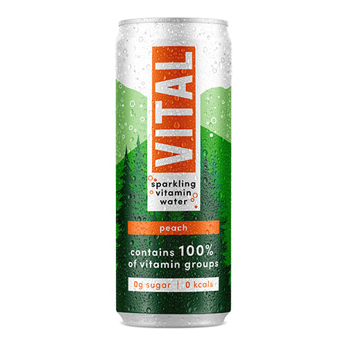 VITAL Sparkling Peach Vitamin Water 330ml   12