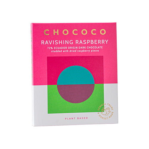 Chococo 72% 'Ravishing Raspberry' Dark Chocolate Bar 75g   12