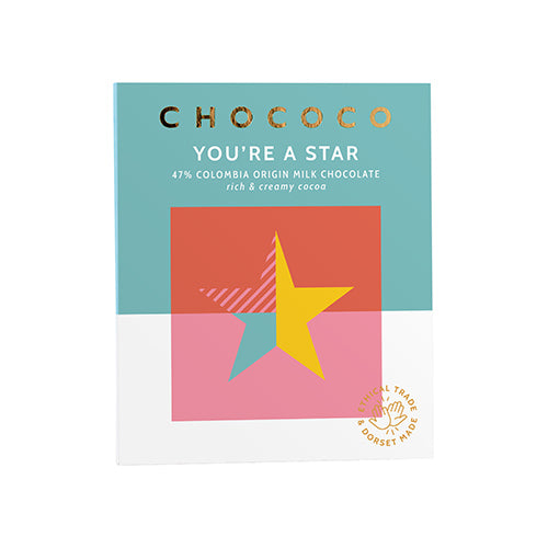 Chococo 47% 'You’re a Star' Milk Chocolate Bar 75g   12