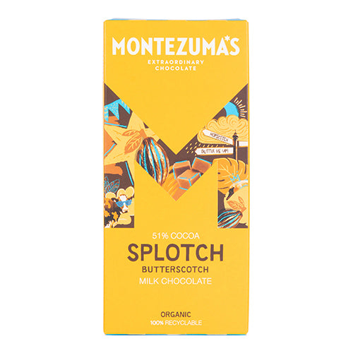 Montezuma's Splotch 51% Milk with Butterscotch 90g   12