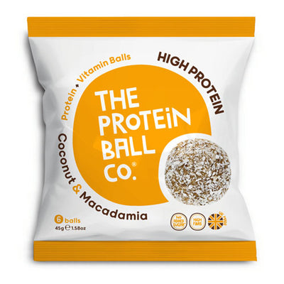 The Protein Ball Co - Coconut & Macadamia Protein Ball 45g Bag   10