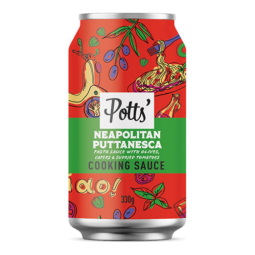Potts' Neapolitan Puttanesca Pasta Sauce with Olives, Capers & Sundried Tomatoes 100% Recyclable Can  330g   8