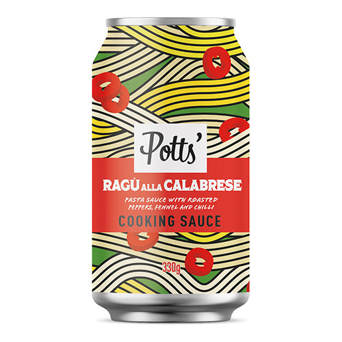 Potts' Ragu alla Calabrese Pasta Sauce with Roasted Peppers, Fennel and Chilli 100% Recyclable Can  330g   8