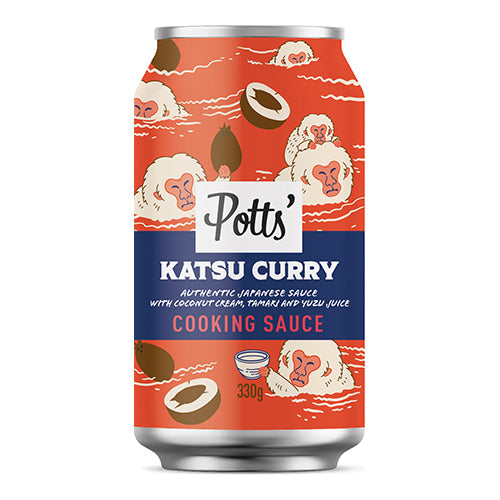Potts' Katsu Curry Sauce with Coconut Cream, Tamari Soy Sauce and Yuzu Juice 100% Recyclable Can 330g   8