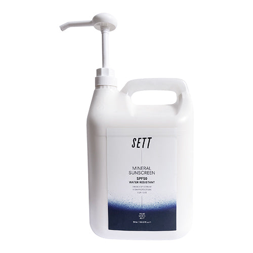 SETT SPF50 Mineral Sunscreen Water Resistant 5lr Pump Container with 45 x 100ml aluminium bottles 5   1