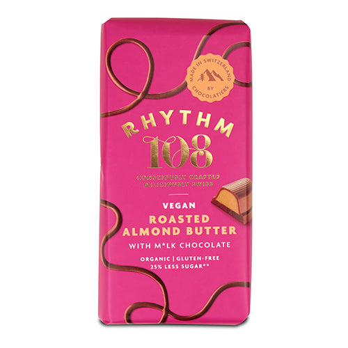 Rhythm 108 Swiss Vegan Roasted Almond Butter Bar with M'lk Chocolate 100g   9