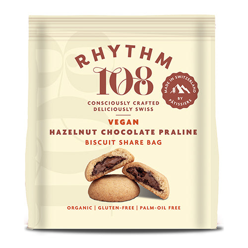 Rhythm 108 Swiss Vegan Hazelnut Chocolate Praline Biscuit Share Bag 135g   8