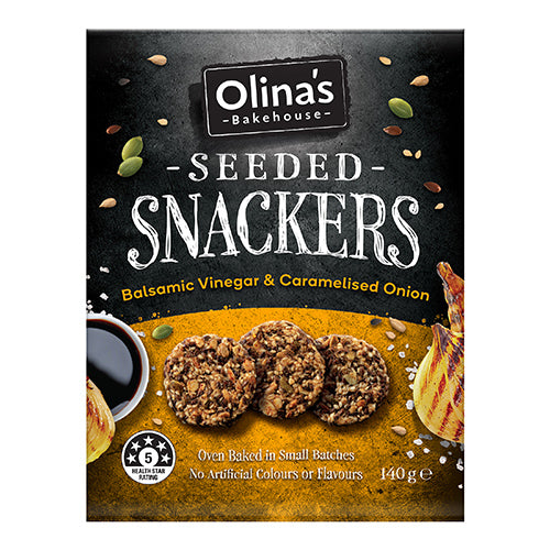 Olina's Bakehouse Seeded Snackers Balsamic Vinegar & Caramelised Onion 140g   6