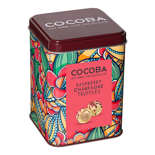 Cocoba Raspberry & Champagne Truffles Gift Tin 120g   6