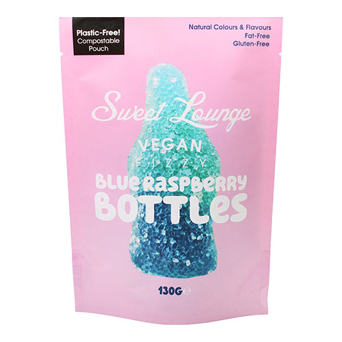 Sweet Lounge Vegan Fizzy Blue Raspberry Bottles Pouch 130g   8