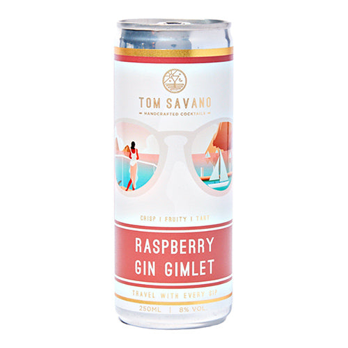Tom Savano Riviera Daydream Raspberry Gin Gimlet 8% RTD cocktail 250ml   12