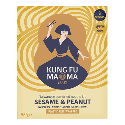 Kung Fu Mama Taiwanese Sun Dried Noodle Kit Sesame & Peanut  352g   6