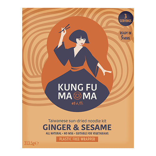 Kung Fu Mama Taiwanese Sun Dried Noodle Kit Ginger & Sesame 352g   6
