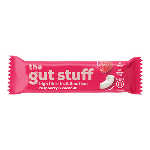 The Gut Stuff Raspberry & Coconut High Fibre Fruit & Nut Bar 35g   12