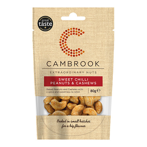 Cambrook Baked Sweet Chilli Peanuts & Cashews 80g   9