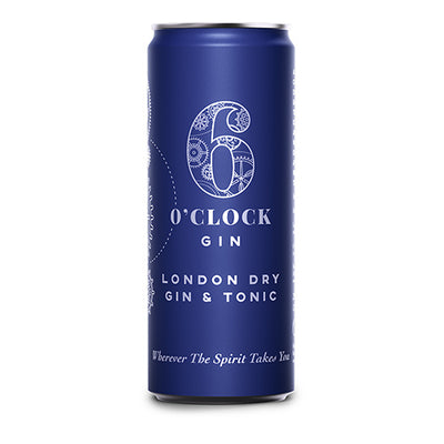 6 O'clock Gin London Dry Gin & Tonic Can 250ml 12