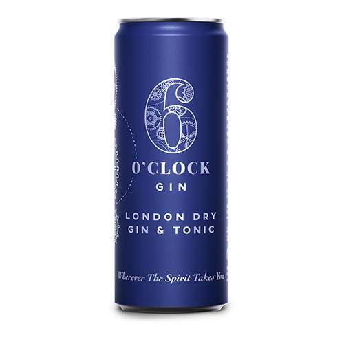 6 O'clock Gin London Dry Gin & Tonic Can 250ml 12