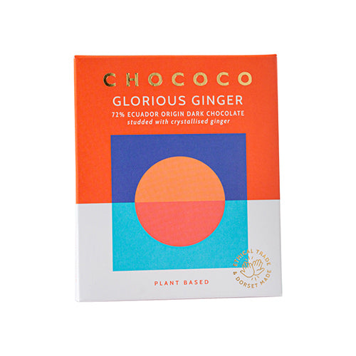 Chococo 72% Ecuador dark chocolate with crystallised ginger (vf) 75g 12
