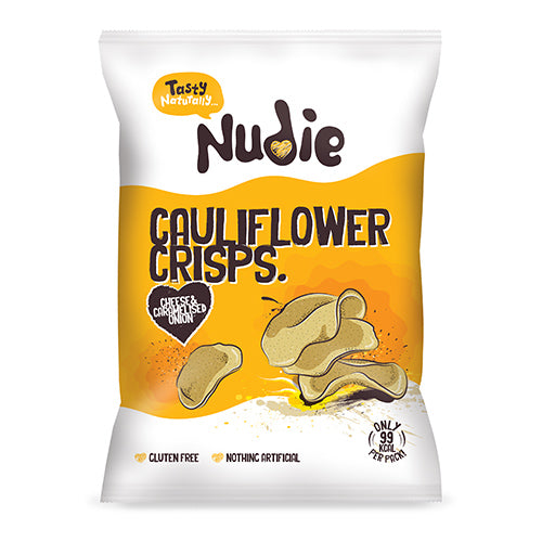 Nudie Caulifower Crisps with  Cheese and Caramelised Onion 20g   24