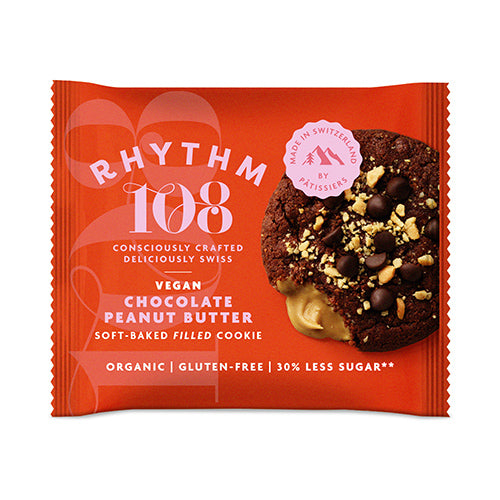 Rhythm 108 Swiss Double Chocolate Soft Baked Cookie with a Salted Peanut Butter Filling 50g   12