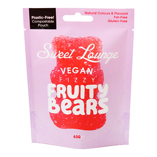 Sweet Lounge Vegan Fizzy Fruity Bears Pouch 65g   10