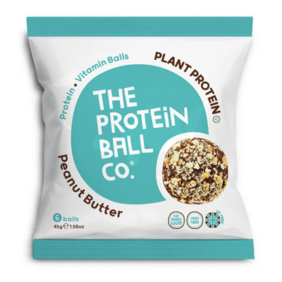 The Protein Ball Co - VEGAN Peanut Butter Protein + Vitamin Balls 45g Bag   10