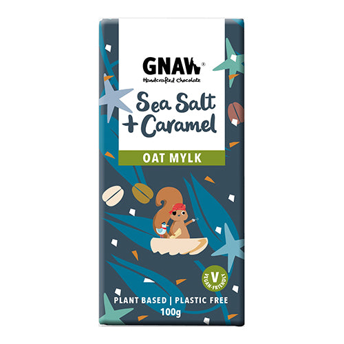 Gnaw Vegan Oat Mi!lk Crunchy Caramel & Sea Salt Chocolate Bar 100g   12